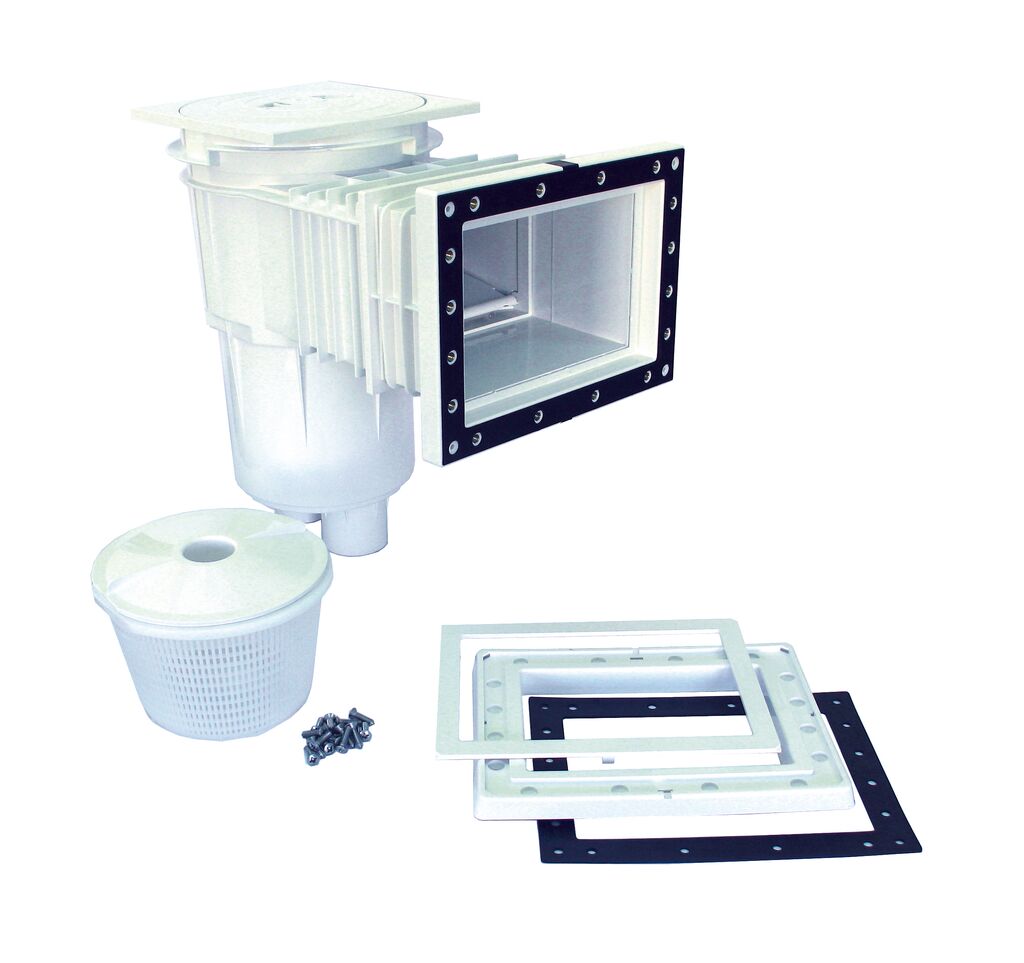 05285 | Skimmer with standard opening and extended throat with round lid - Blanco