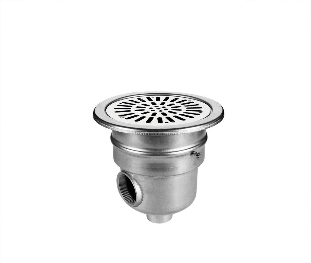 26196 | Sifon principal rotund din otel inoxidabil pentru piscina din beton iesire laterala 2" si conexiune inferioara 1 1/2''