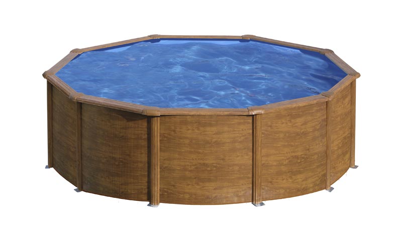 KIT460W | PISCINA REDONDA IMITACION MADERA 460x120