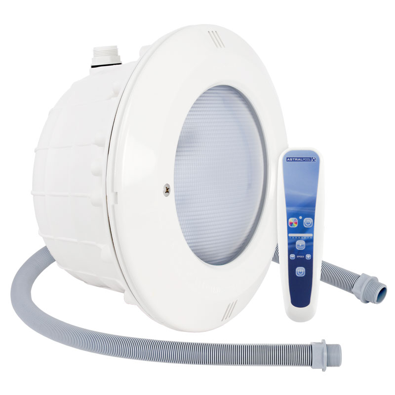 Kit de proyector PAR56 RGB RC1100 para piscina de hormigón + tubo pasacables photo