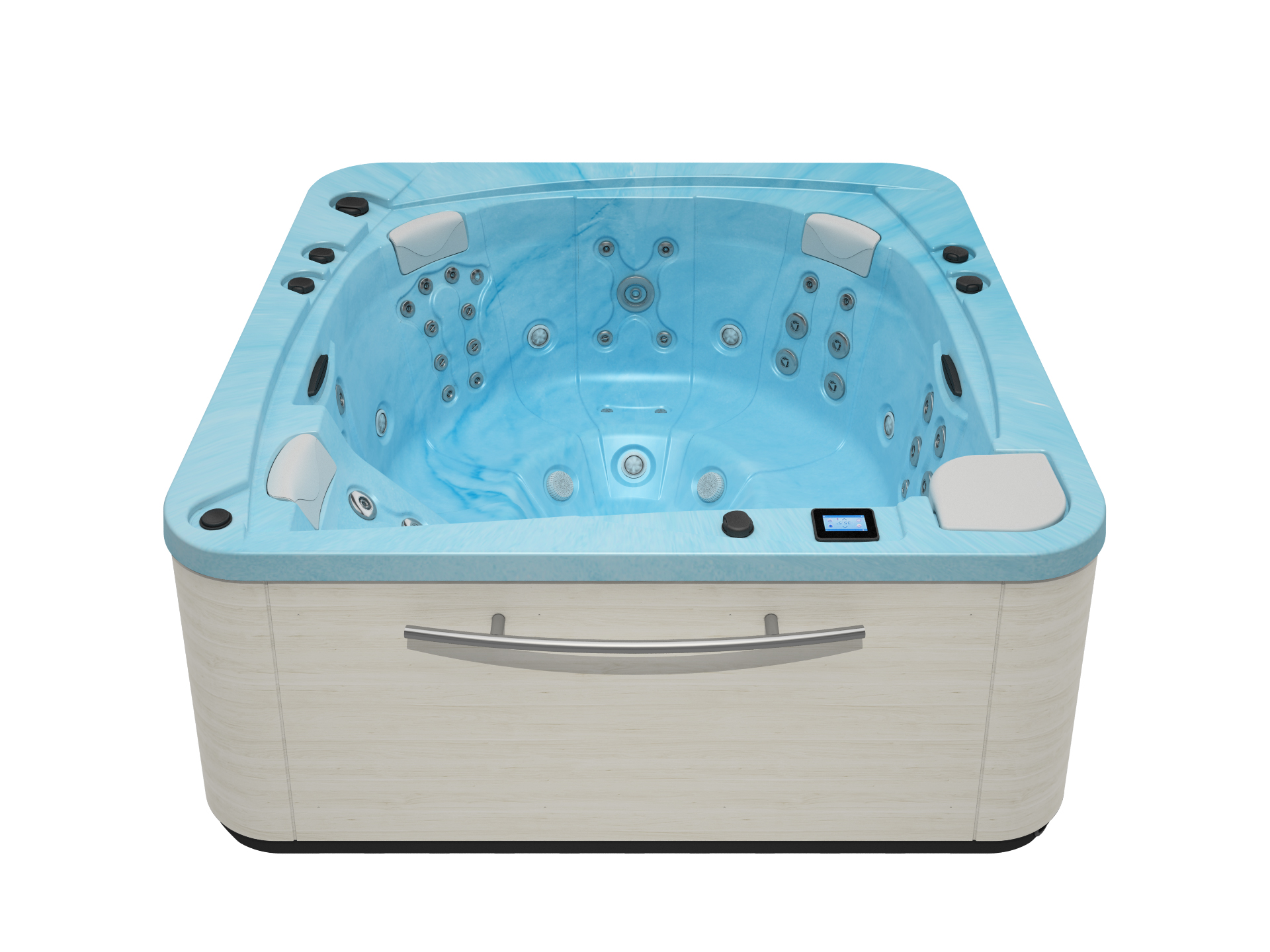 PACIFIC 70 Mueble Butterfly + Jets inoxidables + Barra inoxidable + LumiPlus + Cubierta - Mármol Azul photo